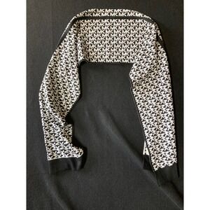 Michael Kors Womens Black White MK Monogram Logo Knit Winter Scarf 100% Acrylic
